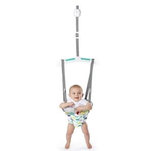 Baby Doorway Jumper with Gray Straps and Multicolor Seat